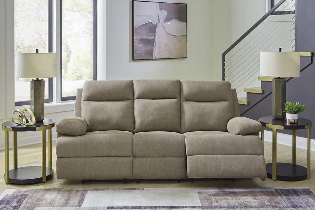 Ashley Tarrant Manual Reclining Sofa with Drop Down Table - Mocha