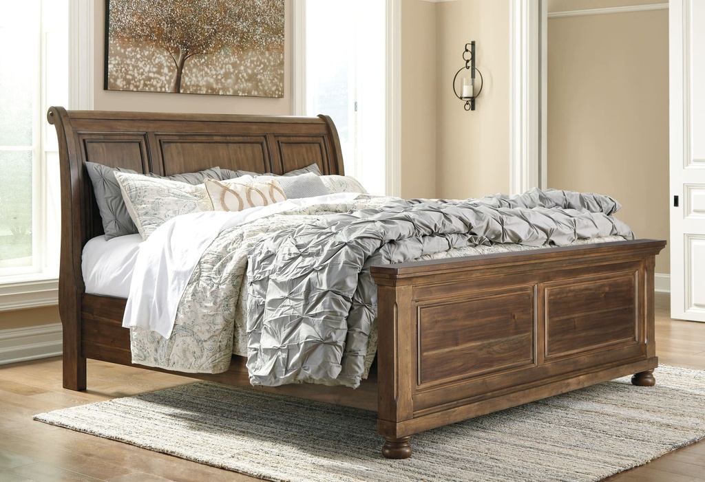 Ashley Flynnter Queen Sleigh Bed w/o Slats - Medium Brown