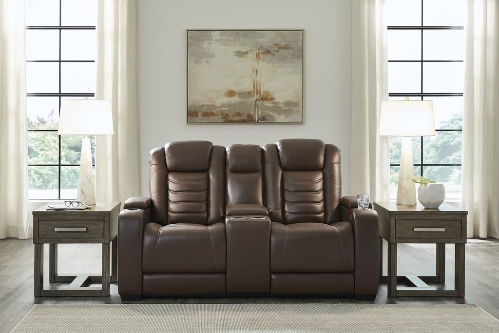 Ashley High Impact Power Reclining Loveseat with Console & Adjustable Headrest