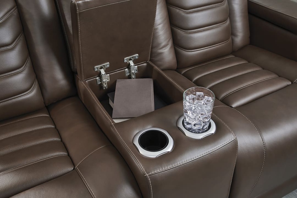 Ashley High Impact Power Reclining Loveseat with Console & Adjustable Headrest