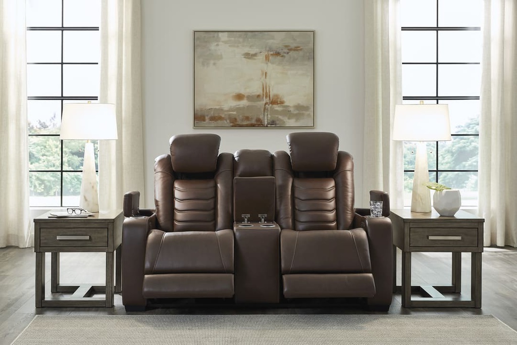 Ashley High Impact Power Reclining Loveseat with Console & Adjustable Headrest