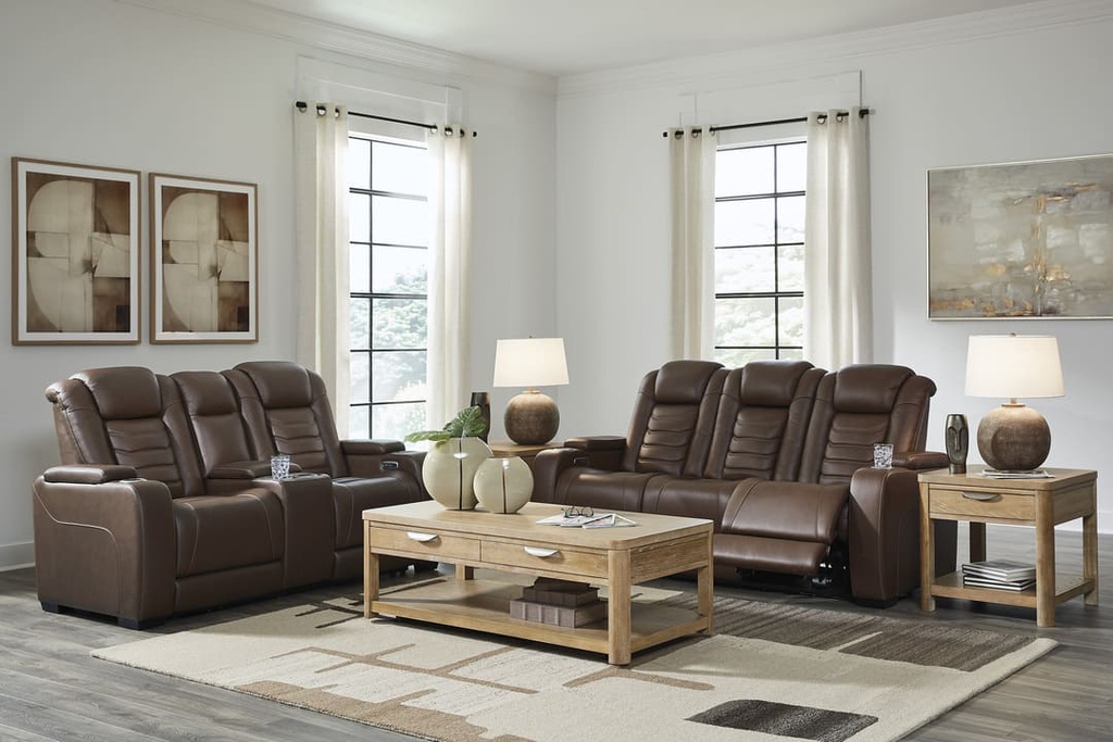 Ashley High Impact Power Reclining Loveseat with Console & Adjustable Headrest