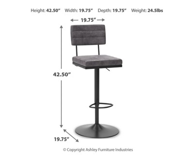 Ashley Strumford Bar Height Bar Stool with Seat and Back - Gray/Black