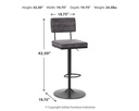Ashley Strumford Bar Height Bar Stool with Seat and Back - Gray/Black