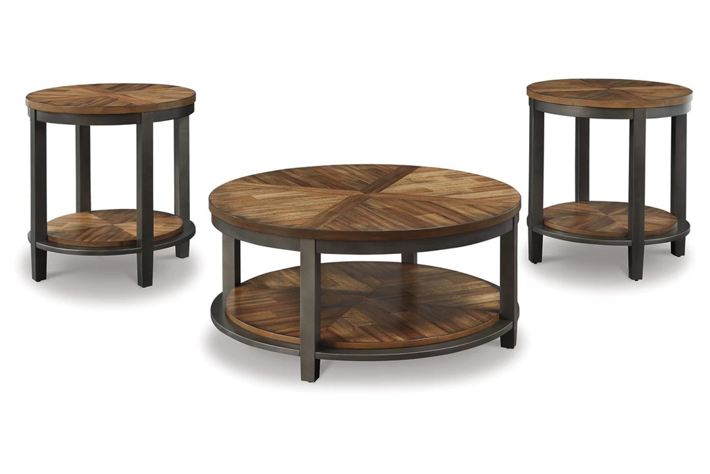 Ashley Roybeck Occasional Table Set (3/Cn) - Light Brown/Bronze