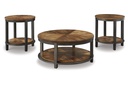 Ashley Roybeck Occasional Table Set (3/Cn) - Light Brown/Bronze