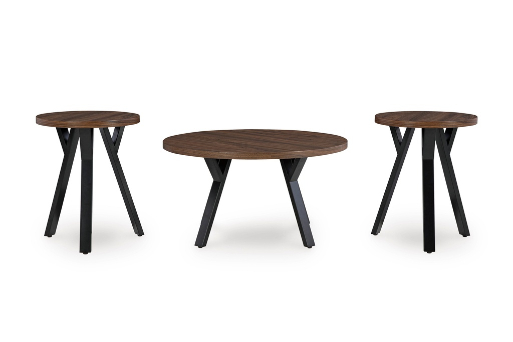 Ashley Elbrynn Occasional Table Set (3/Cn) - Brown/Black