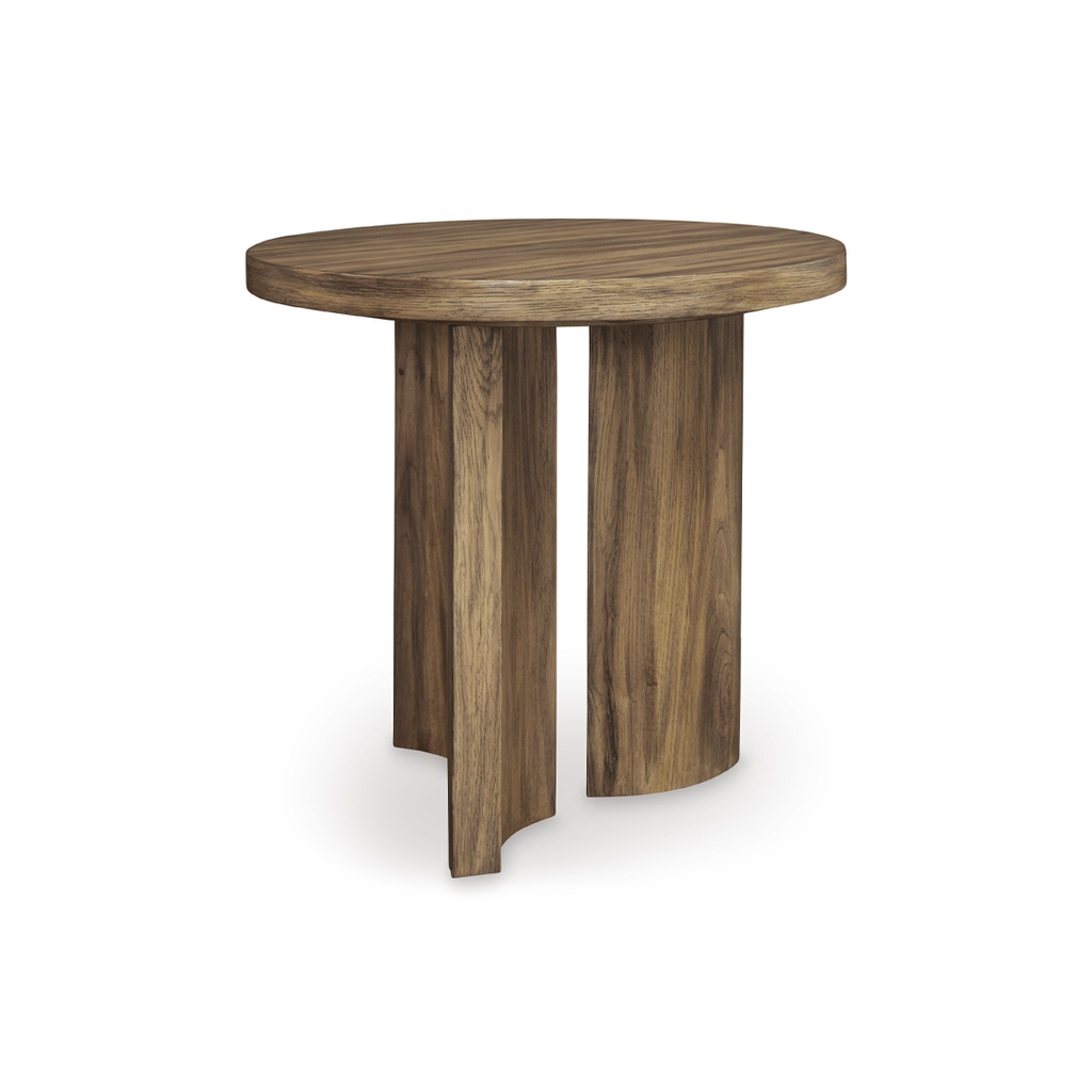 Ashley Austanny Round End Table - Warm Brown