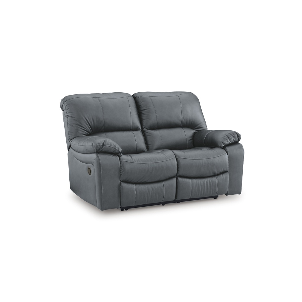 Ashley Leesworth Leather Reclining Loveseat - Steel