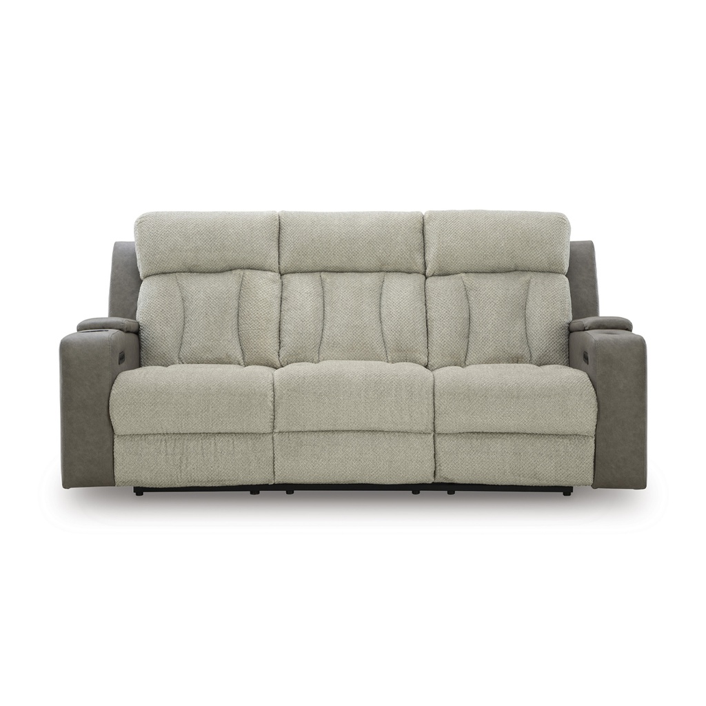 Ashley Stately Check Dual Power Reclining Sofa