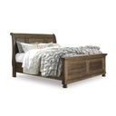 Ashley Flynnter Queen Sleigh Bed with Foundation - Medium Brown