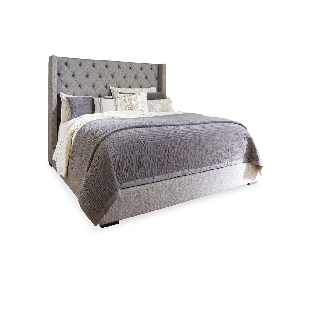 Ashley Sorinella Bed 6' - Grey Fabric w/o slats w/o foundation