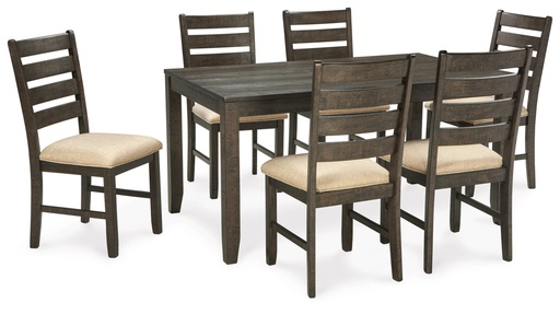 [D397-425] Ashley Rokane Dining Room Table Set (7/CN) - Brown