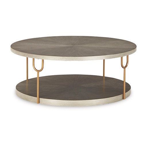 [T178-8] Ashley Ranoka Round Cocktail Table - Platinum