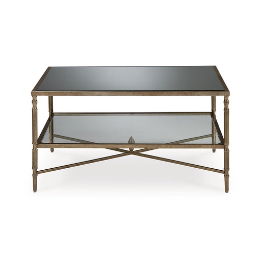 [T440-1] Ashley Cloverty Rectangular Cocktail Table - Aged Gold Finish