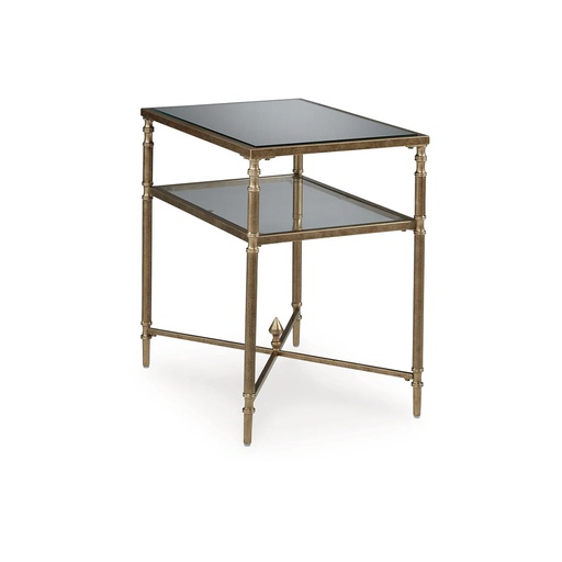 [T440-3] Ashley Cloverty Rectangular End Table - Aged Gold Finish