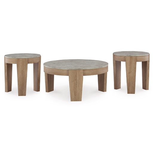 [T237-13] Ashley Guystone Occasional Table Set (3/Cn) - Light Brown