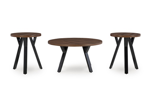 [T153-13] Ashley Elbrynn Occasional Table Set (3/Cn) - Brown/Black