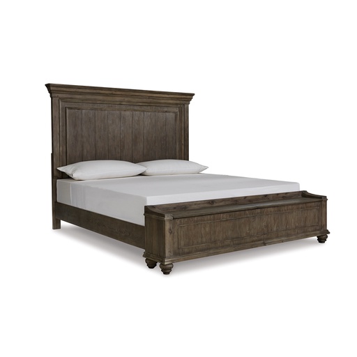 [B776-58W1-56SW1-97W1+B100-14W1] Ashley Johnelle King Panel Bed with Storage Bench with slats - Gray