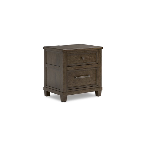 [B778-92W9] Ashley Hillcott Two Drawer Night Stand - Dark Brown