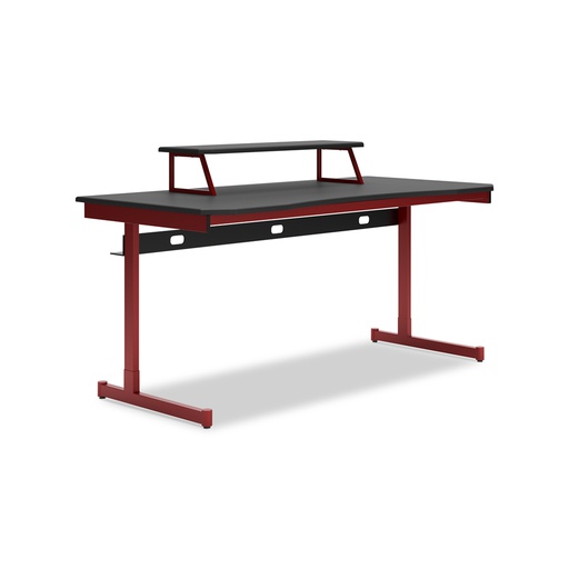 [H400-127] Lynxtyn 63" Home Office Desk with Headset Hanger and Raised Monitor Stand
 - Red/Black