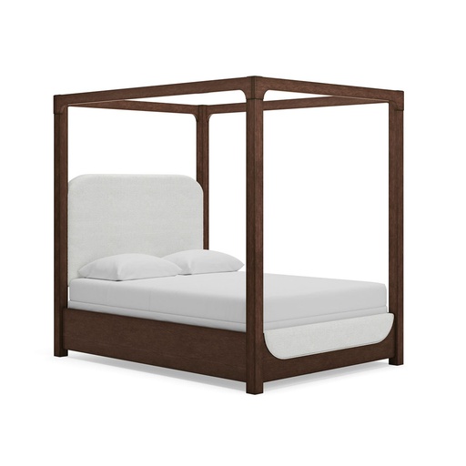 [B856-81-97-50-M98X32] Ashley Breckington Queen Next-Gen Nuvella™ Performance Fabric Canopy Bed - Dark Brown
