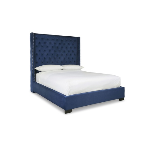 [B650-174-177_M9X832] Ashley Coralayne Upholstered Queen Bed - Blue with Adjustable Foundation M9X
