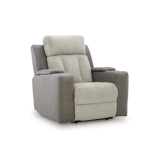 [6320413] Ashley Stately Check Dual Power Recliner - Sisal