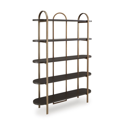 [A4000589] Ashley Brentmour Bookcase - Brown/Gold Finish